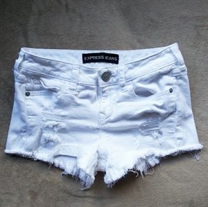 Express White Distressed Shorts